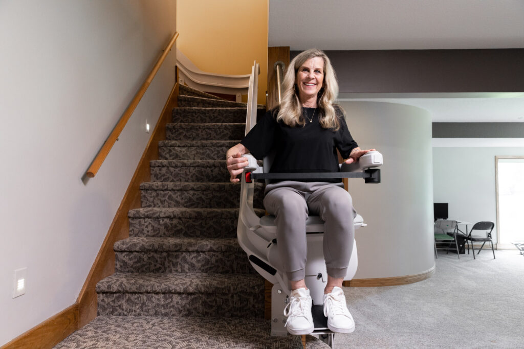 stair lift on curved staircase