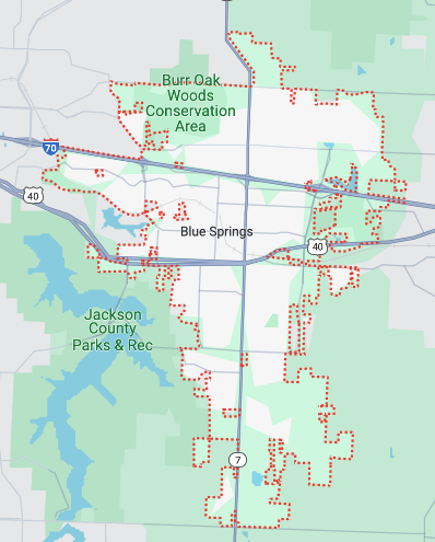 Map of Blue Springs city limit