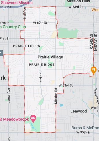 Map of Prairie Village city limits